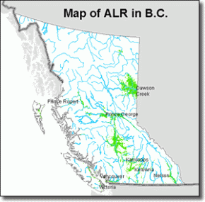 Map of the Agricultural Land Reserve in B.C. Photo courtesy of alc.gov.bc.ca